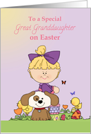 Special Great Granddaughter, Girl in Purple with chicks card