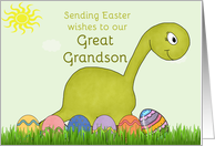 Sending Easter Wishes to Great Grandson, Brontosaurus card