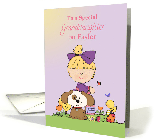 Special Granddaughter, Girl in Purple with chicks card (1606710)