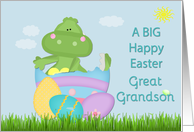 Baby Dinosaur Great Grandson Big Happy Easter, eggs, grass card