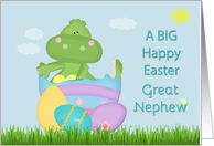Great Nephew Big Baby Dinosaur Happy Easter eggs grass card
