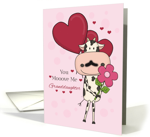 Granddaughter Cow Valentine Red Pink Flower Hearts card (1669864)