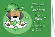 Grandson’s First St Patrick’s Day Puppy and Shamrocks card