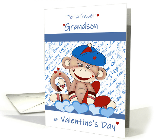 Grandson for Valentines Day with Monkey with Hat and Blue... (1815044)