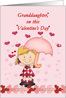 Granddaughter Showers for Valentines Day with Girl and Umbrella card