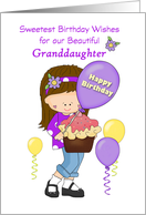 Granddaughter Sweetest Birthday with Balloons Girl Purple and Yellow card