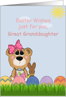 Great Granddaughter Easter Girl Bear With Colored Eggs card