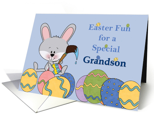 Grandson Special Easter Fun Colored Eggs and Bunny card (1832942)