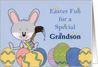 Grandson Special Easter Fun Colored Eggs and Bunny card