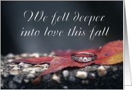 Fall into love engagement card