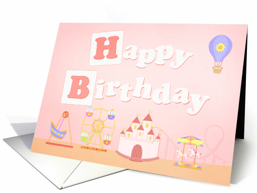 Have a thrilling birthday - pink theme park card (1427292)