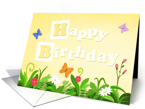 Have a blooming birthday - butterfly garden card (1427304)