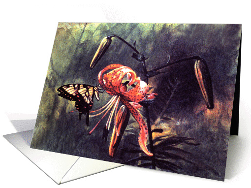 Monarch Butterfly and Lilly Blank Note card (1172480)