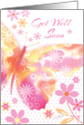 Get Well Soon - Decorative Butterfly in shades of pink and lemon card