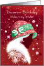 December Birthday Sister - Girl in Trendy Red Hat card