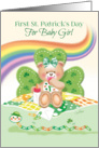 1st St. Patrick’s Day Baby Girl -Teddy Sitting against Shamrock card
