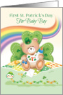 1st St. Patrick’s Day Baby Boy -Teddy Sitting against Shamrock card