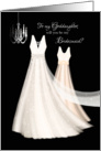 Bridesmaid Request Goddaughter - 2 Cream Dresses with Chandelier card