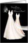 Matron of Honor Request to Cousin - 2 Cream Dresses with Chandelier card