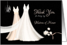Matron of Honor Thank You - 2 Dresses, Flowers and Chandelier card
