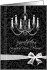 New Home, Congratulations - Chandelier on Black card