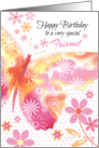 Birthday for Friend - Decorative Pink and Lemon Butterfly card