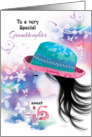 Granddaughter, 16th Birthday, - Girl in Hat with Decorative Design card