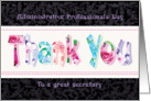 Secretary, Admin Pro Day - Floral Thank You on Black card