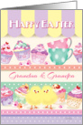 Grandma & Grandpa, Happy Easter - Cupcakes on Shelves with 2 Chicks card