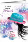 Friend, Sweet 16 - Girl in Hat with Decorative Design card