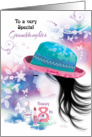 Granddaughter, 18th Birthday - Girl in Hat with Decorative Design card