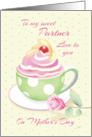 Partner on Mother’s Day - Cup of Cupcake with Rose card