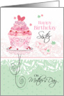 Sister, Birthday on Mother’s Day - Cupcake on stand card