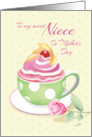 Mother’s Day, Niece - Cup of Cupcake with Rose card