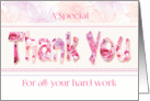 Thank You to Employee - Thank You words in floral design. card