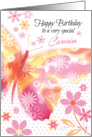 Cousin, Birthday - Pink and Yellow Butterfly card