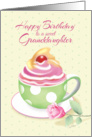 Granddaughter, Birthday - Cupcake in green cup card