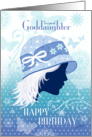 Goddaughter, Birthday - Silhouetted Female Face in Blue Hat card