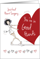 Heart Surgery, Get Well - Funny Nurse with Large Heart card