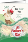 Dad, Father’s Day from Son - Golfing Teddy at Bunker card