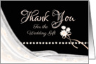 Thank You for Wedding Gift - Veil and Flowers on Black card