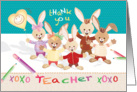 Thank You, Teacher - Bunny Kids with Balloon card