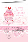 Grandma Birthday from Granddaughter - Pink Cupcake on Stand card