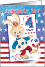 Birthday Boy, Age 4 - Soccer Bunny USA card
