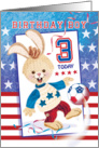 Birthday Boy, Age 3 - Soccer Bunny USA card