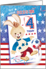 Godson, Birthday, Age 4 - Soccer Bunny USA card