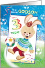 Godson, Birthday, Age 3 - Soccer Bunny card