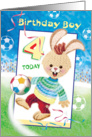 Birthday Boy, Age 4 - Soccer Bunny card