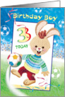 Birthday Boy, Age 3 - Soccer Bunny card