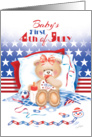 4th of July, Baby’s Girl’s 1st - Teddy with Stars and Stripes card